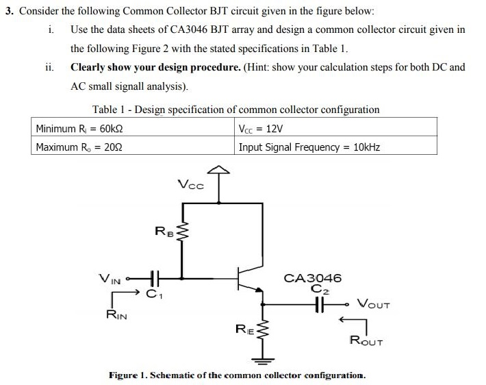 Solved 3. Consider The Following Common Collector BJT | Chegg.com