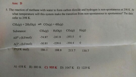 the-reaction-of-methane-with-water-to-form-carbon-chegg