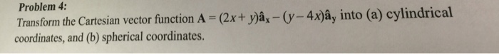 Solved Transform The Cartesian Vector Function Into Chegg