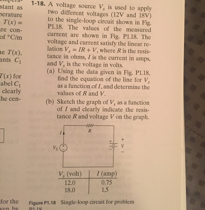 Solved 1-18. A voltage source V is used to apply two | Chegg.com