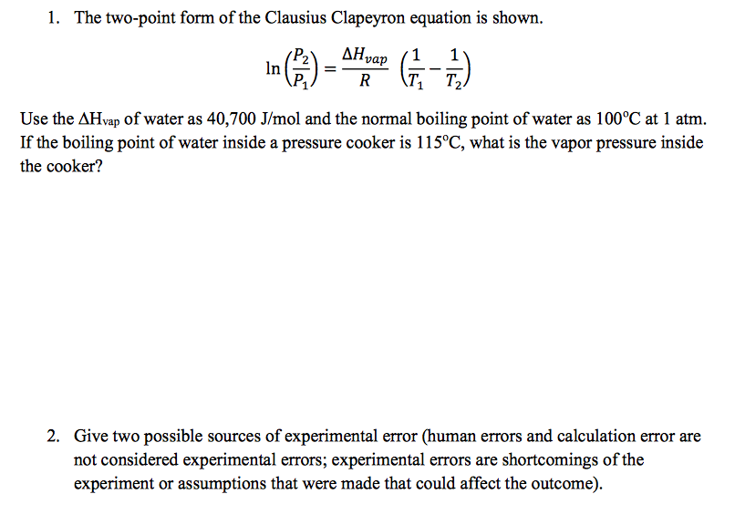 Clausius Clapeyron Equation