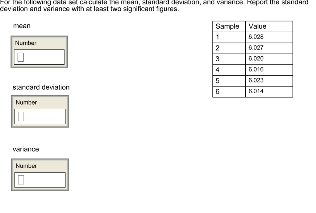 calculate mean variance and standard deviation of the following data