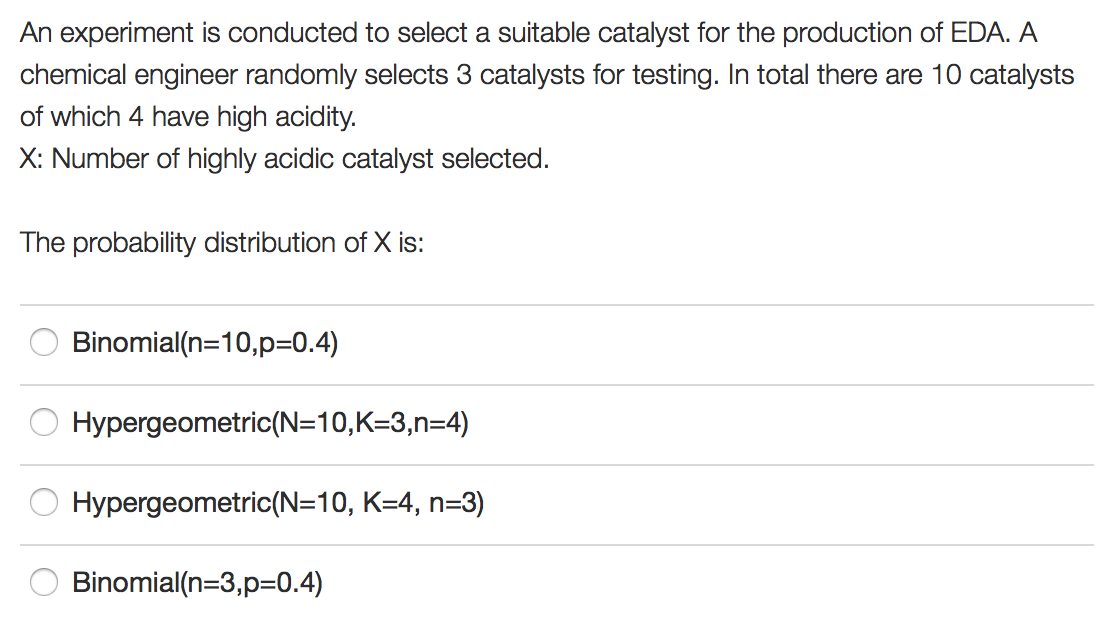 Solved An experiment is conducted to select a suitable | Chegg.com