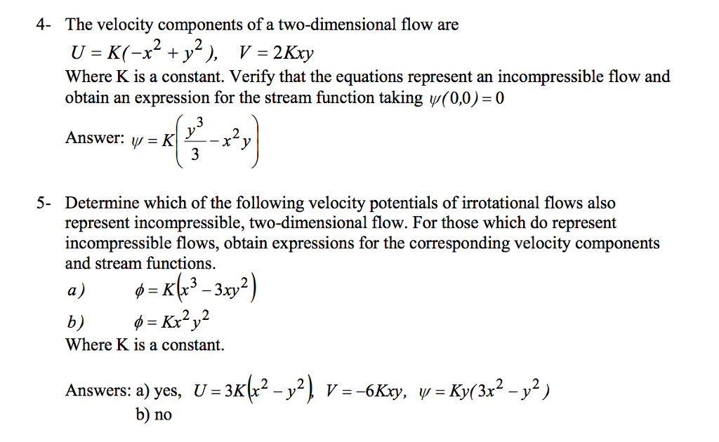 Solved The velocity components of a two-dimensional flow are | Chegg.com