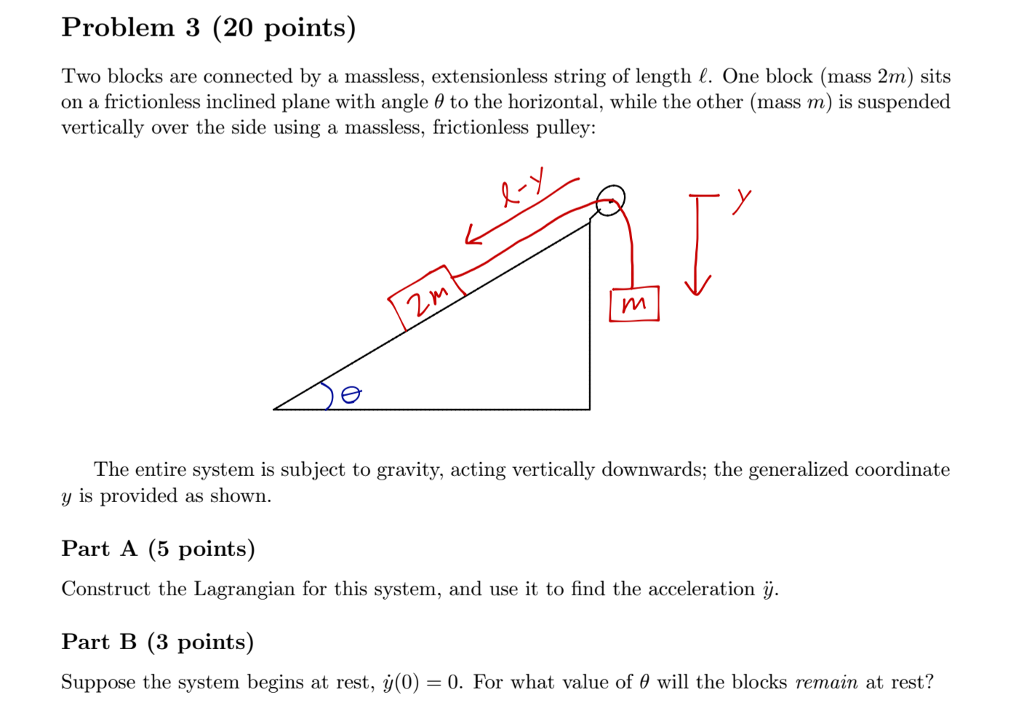 Solved Problem 3 (20 Points) Two Blocks Are Connected By A | Chegg.com