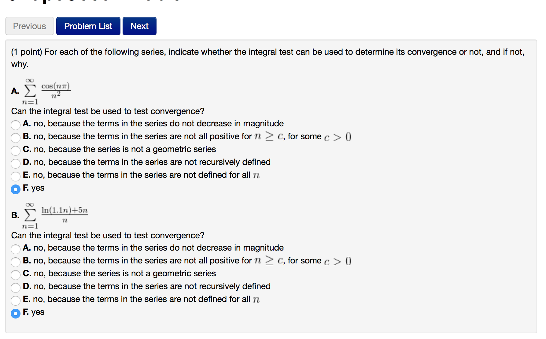 Solved For Each Of The Following Series Indicate Whether 5523