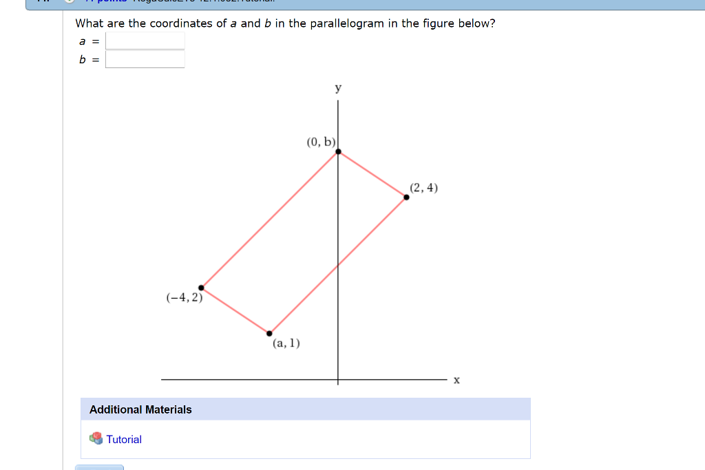 Solved What are the coordinates of a and b in the | Chegg.com