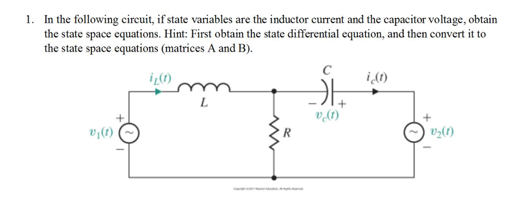 State Variables Electrical Solved In the following circuit, if state variables are the | Chegg.com