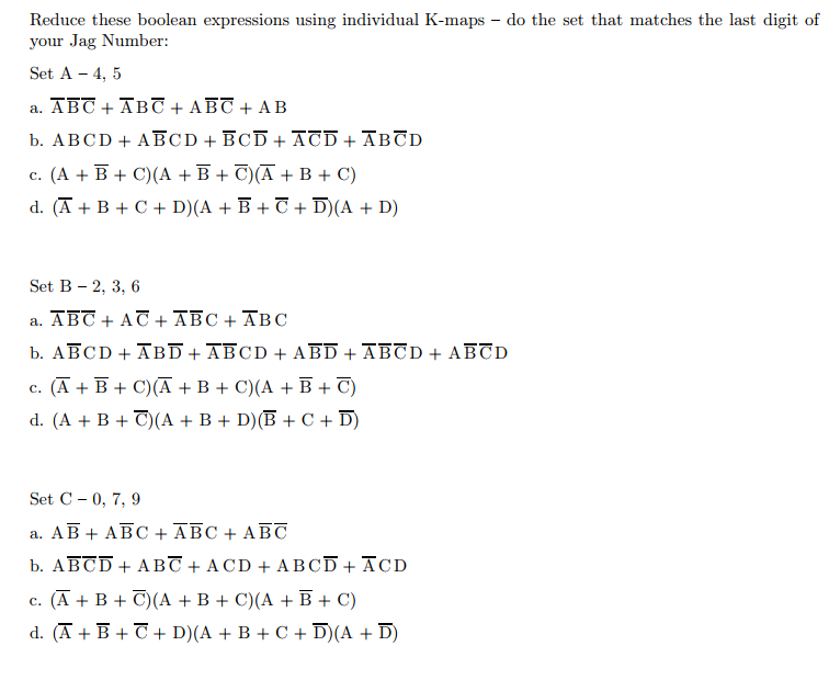 Solved Reduce These Boolean Expressions Using Individual | Chegg.com