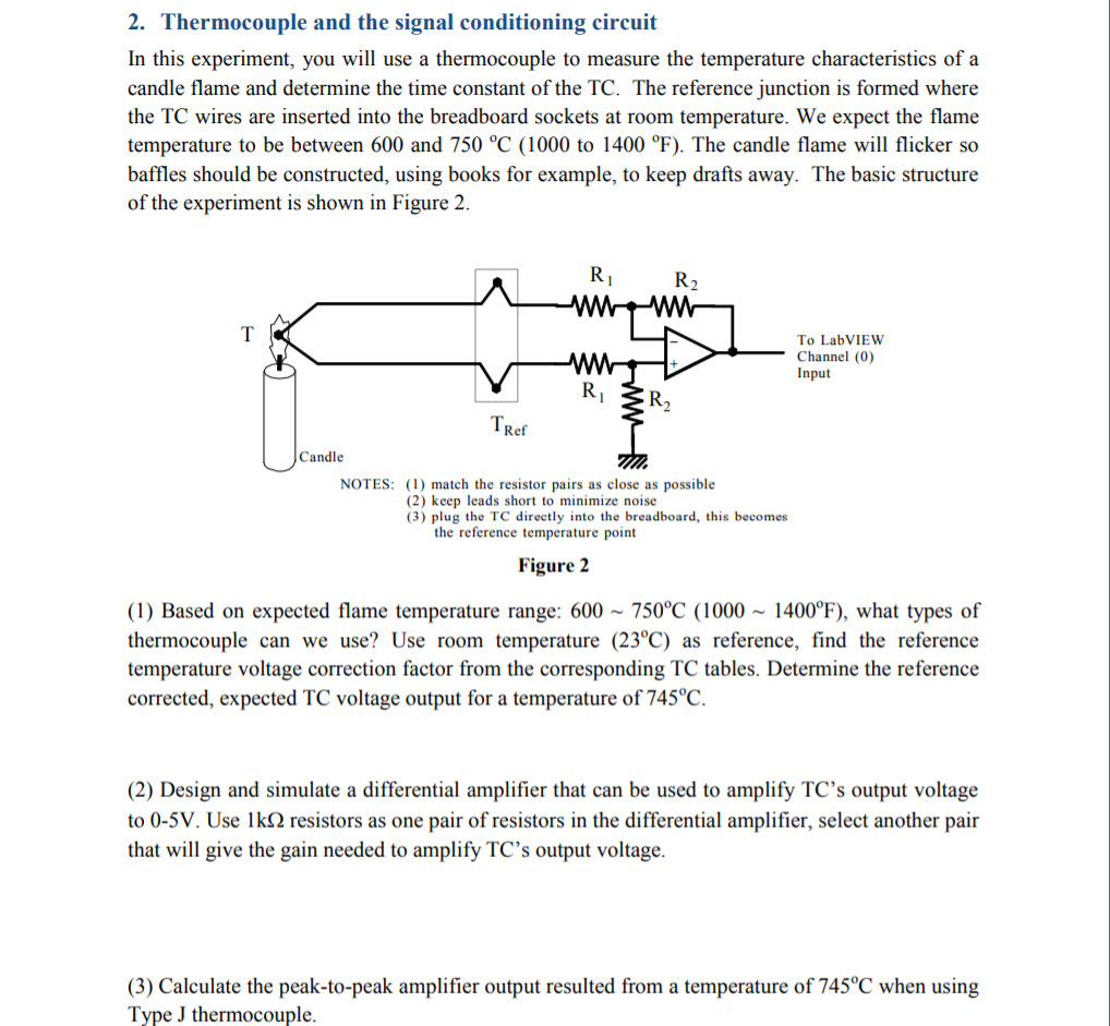 Solved 2. Thermocouple And The Signal Conditioning Circuit | Chegg.com