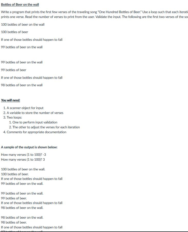 Solved Write A Program That Prints The First Few Verses Of Chegg Solved Write A Program That Prints The First Few Verses Of Chegg