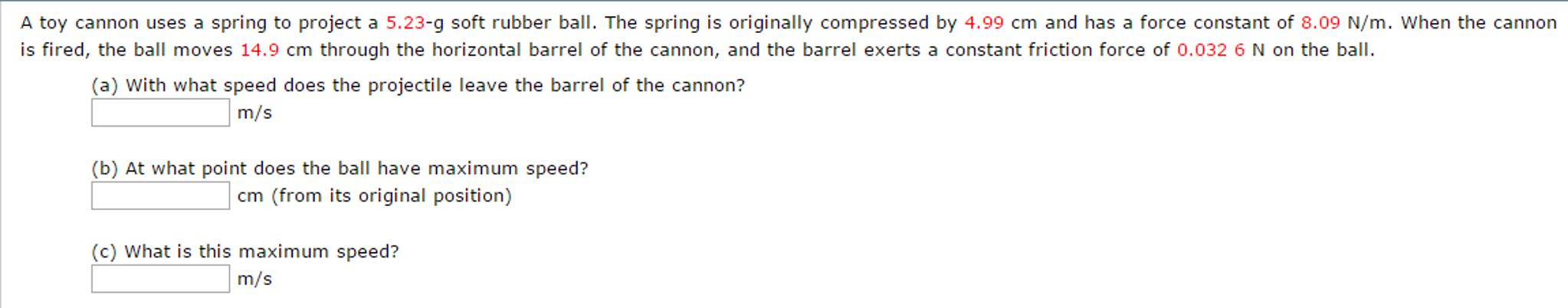 Solved A toy cannon uses a spring to project a 5.23-g soft | Chegg.com