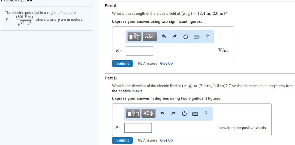Solved The electric potential in a region of space is V = | Chegg.com