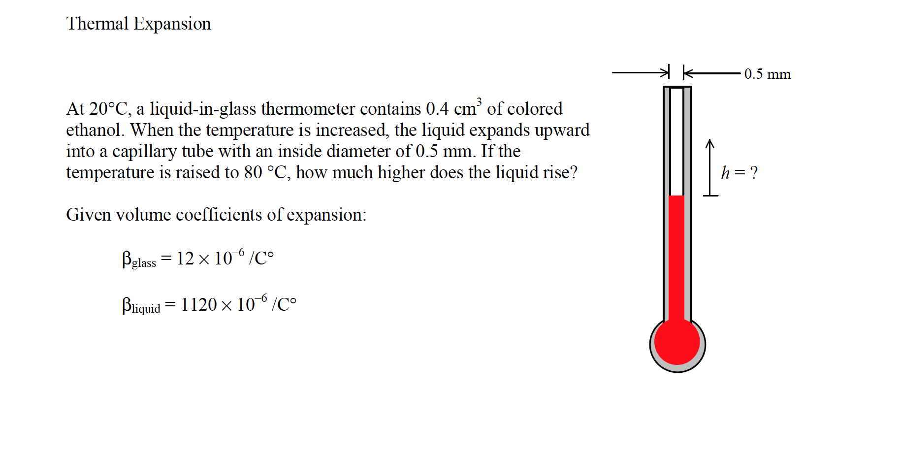 Solved Thermal Expansion At 20 Degree C, A Liquid-in-glass | Chegg.com