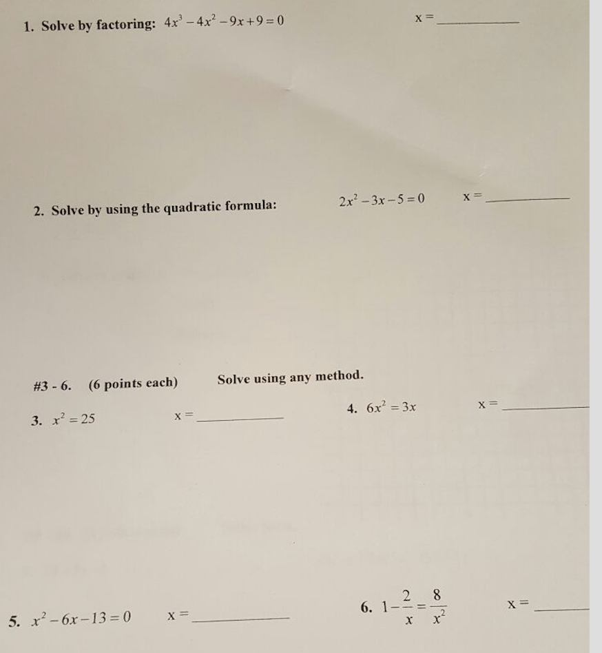 x 2 5x 4 0 solve by factoring