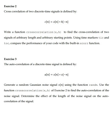 Solved Exercise 2 Cross correlation of two discrete-time | Chegg.com