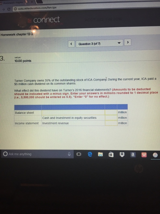 Solved Turner Company owns 3S of the outstanding stock of