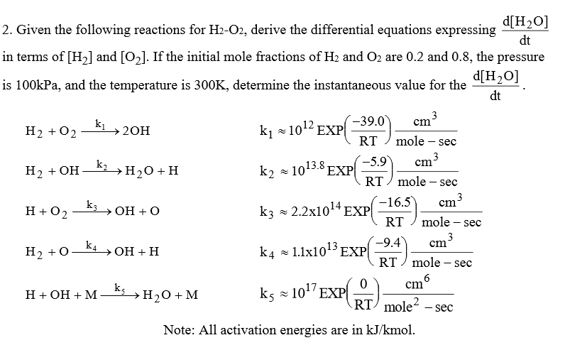 Solved Given the following reactions for H2-O2, derive the | Chegg.com