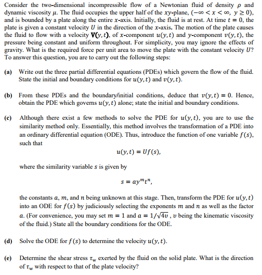 Solved Consider the two-dimensional incompressible flow of a | Chegg.com