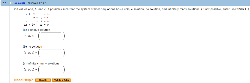 Solved Find Values Of A, B, And C (If Possible) Such That | Chegg.com