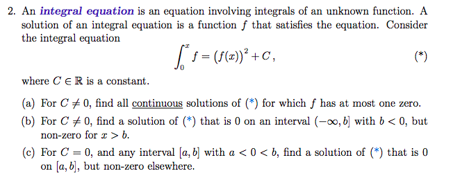 2. An integral equation is an equation involving | Chegg.com