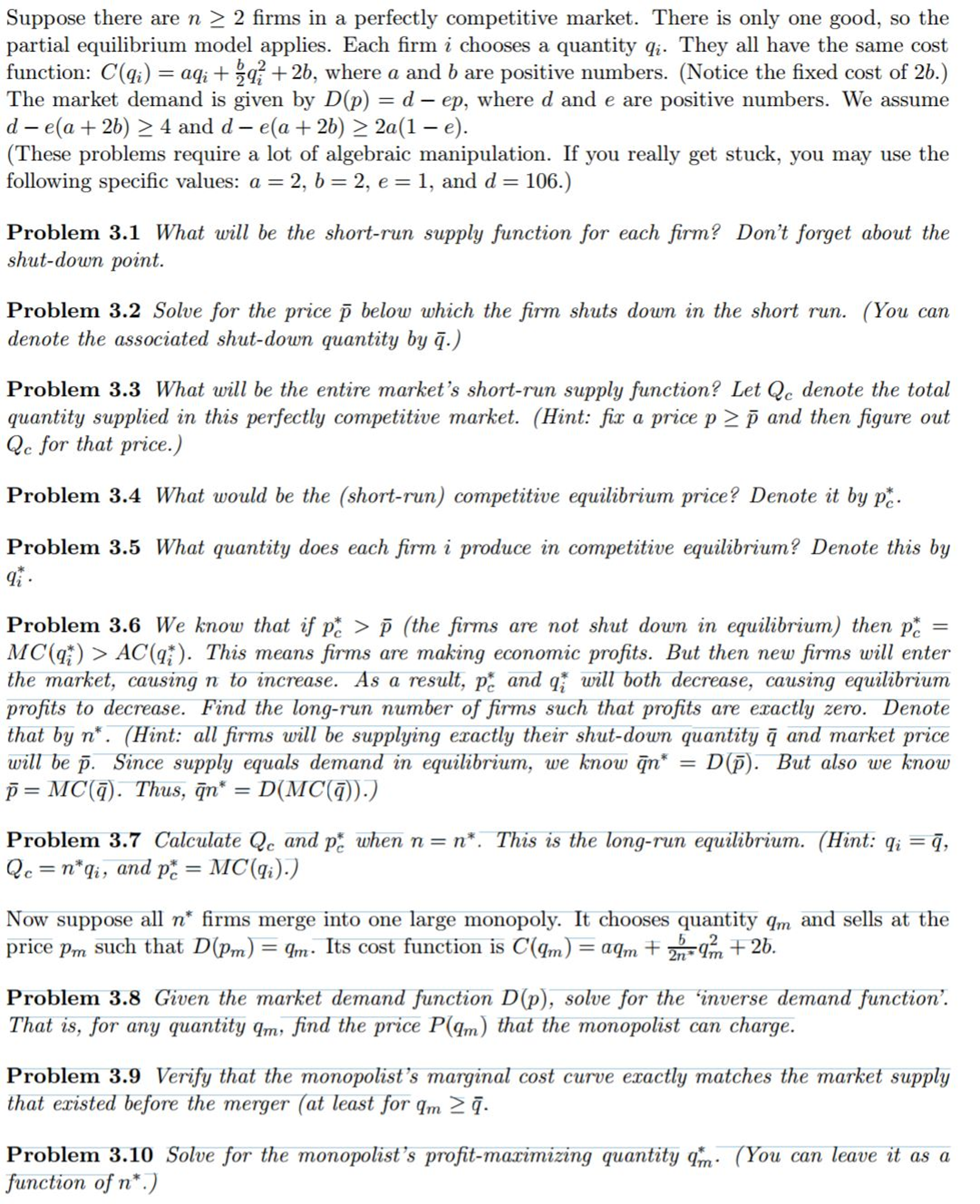 Solved Suppose There Are N Greaterthanorequalto 2 Firms In A 