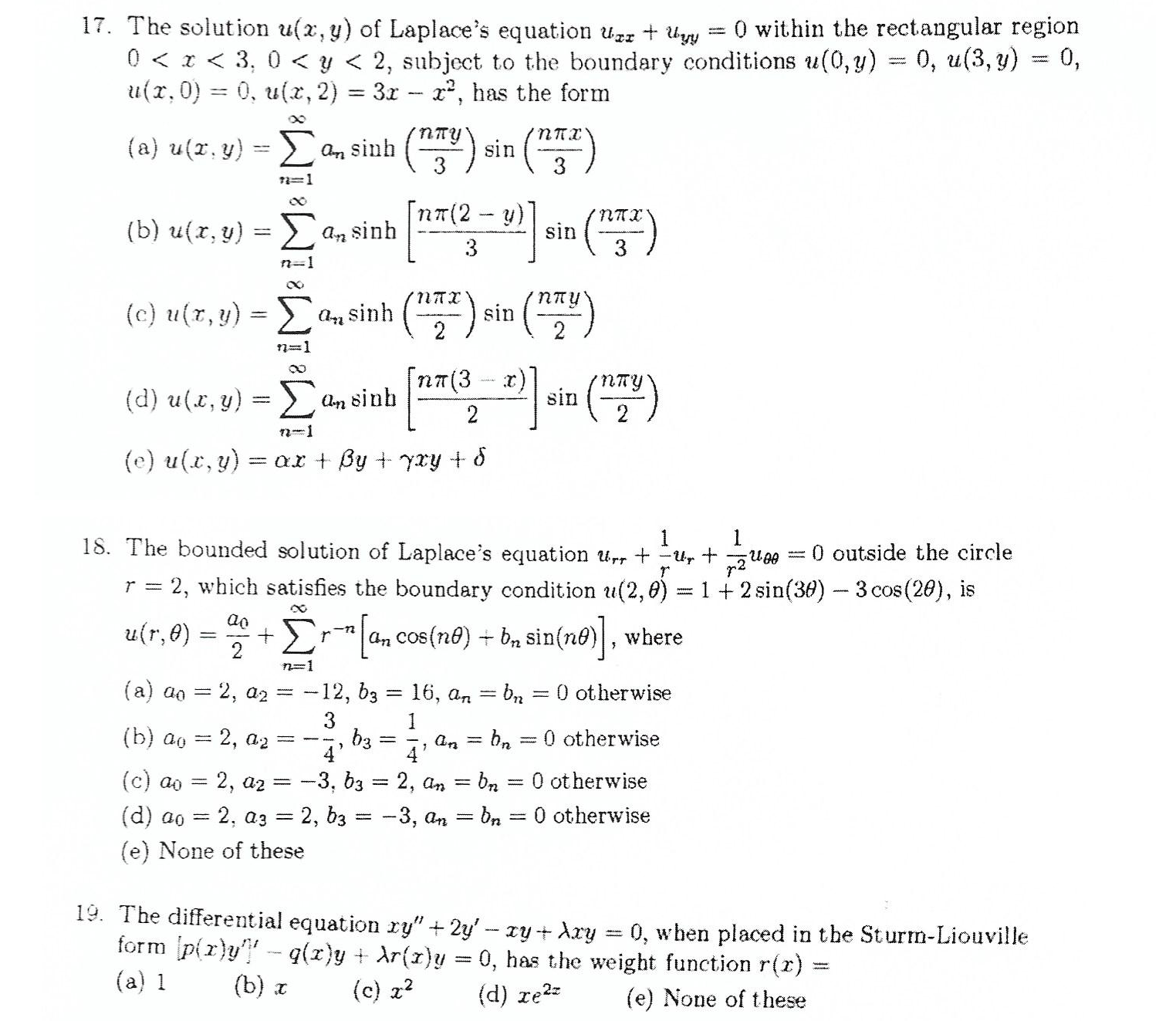 Solved The solution u(z,y) of Laplace's equation u_xx + U_yy | Chegg.com