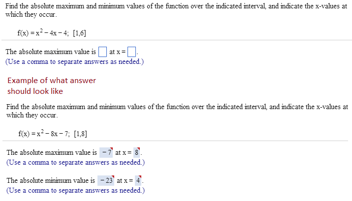 Solved Find the absolute maximum and minimum values of the | Chegg.com