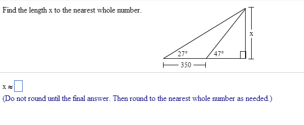 Solved Find the length x to the nearest whole number. | Chegg.com