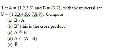 Solved Let A = {1, 2, 3, 5} And B = {3,7], With The | Chegg.com