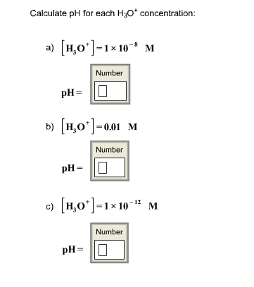 h3o ph concentration calculate each solved transcribed text show problem been 1x