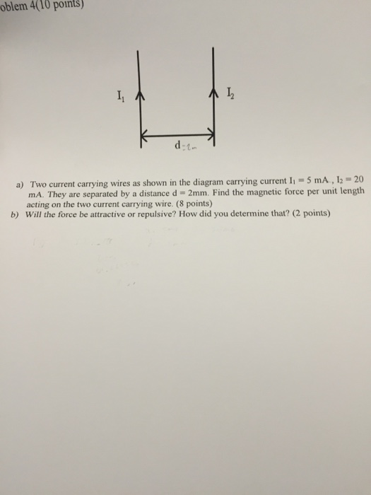 Solved A Two Current Carrying Wires As Shown In The Diagram 9825