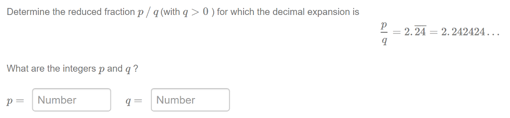 Solved Determine The Reduced Fraction P Q With Q 0 For Chegg