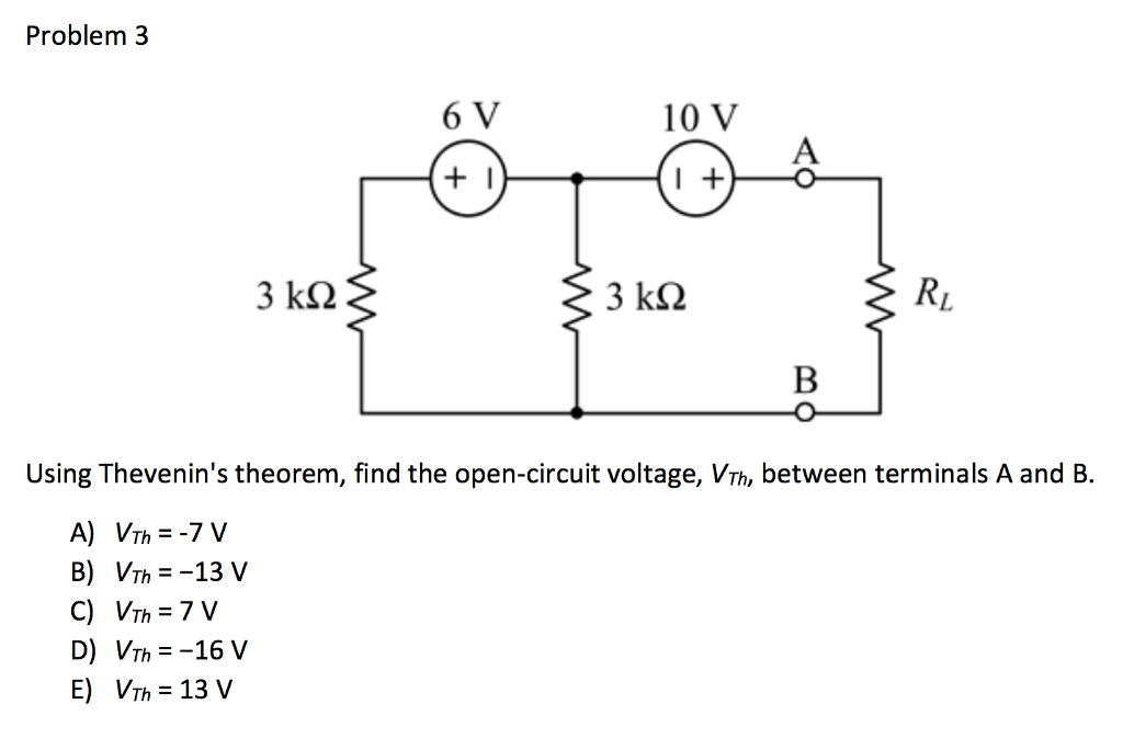 Solved Problem 3 6 V 10 V +I Using Thevenin's theorem, find | Chegg.com