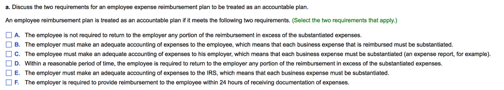 Solved Discuss The Two Requirements For An Employee Expense Chegg