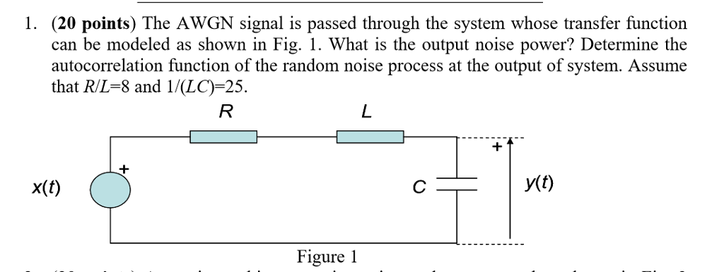 Solved 1. (20 Points) The AWGN Signal Is Passed Through The | Chegg.com