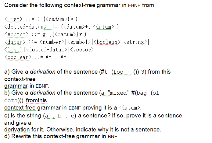 Solved Consider the following context-free grammar in EBNF | Chegg.com