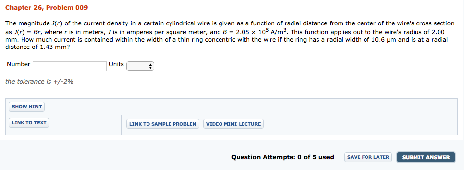 Solved The magnitude J(r) of the current density in a | Chegg.com