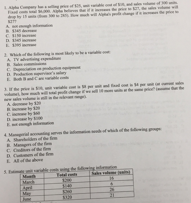 Solved 1. Managerial Accounting. Please Provide Complete And | Chegg.com