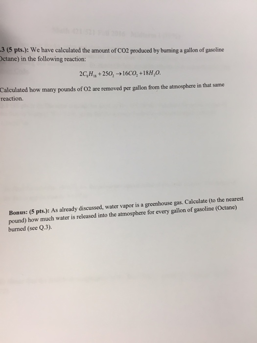 We have calculated the amount of CO2 produced by