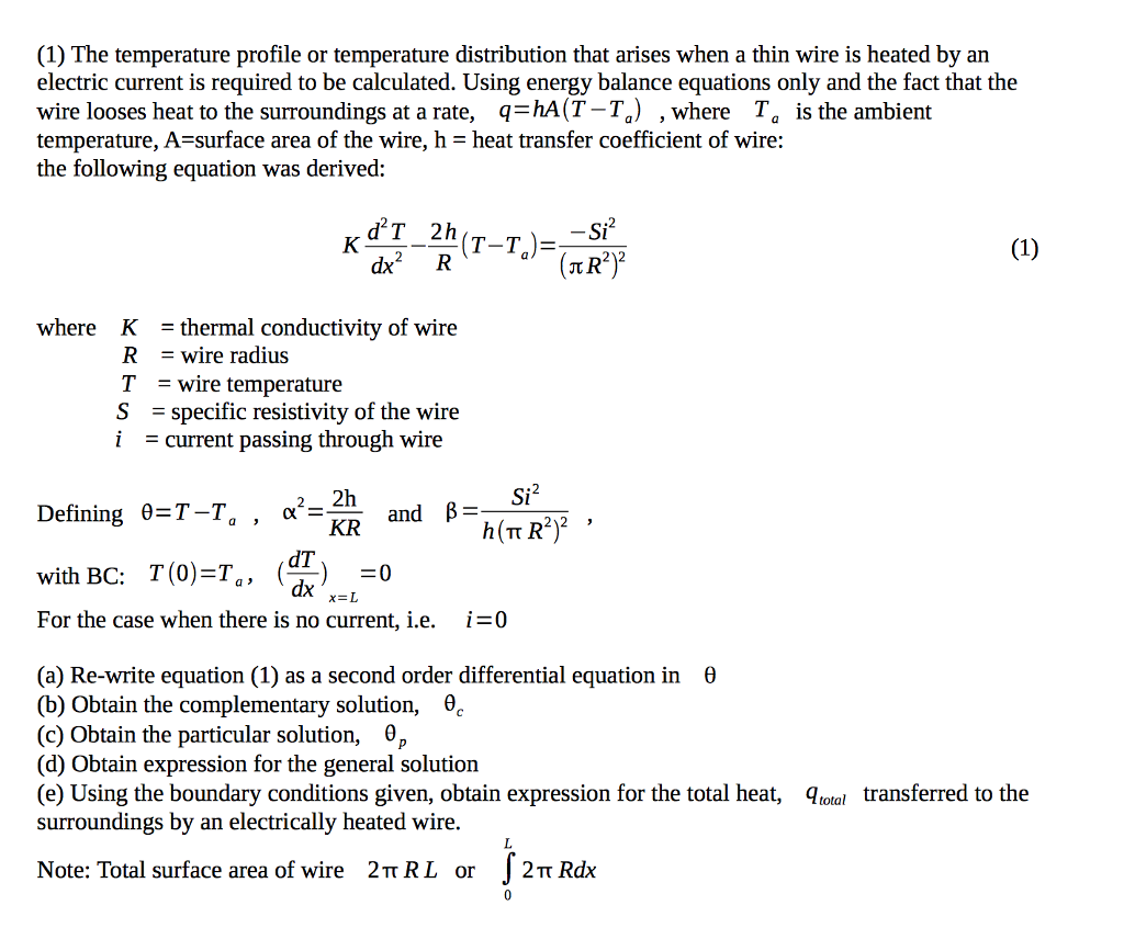 Solved The temperature profile or temperature distribution