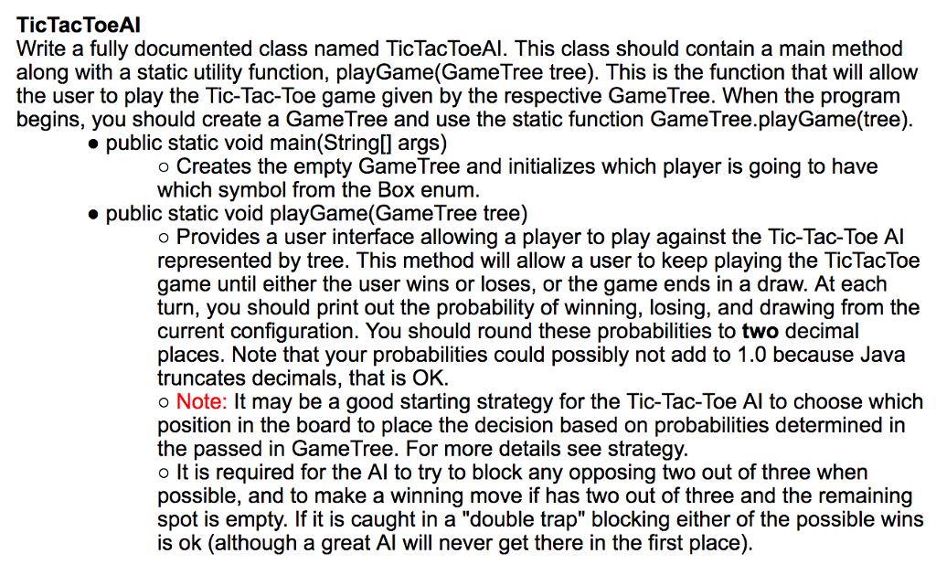 Solved [JAVA] Need help trying to create an Artificial | Chegg.com