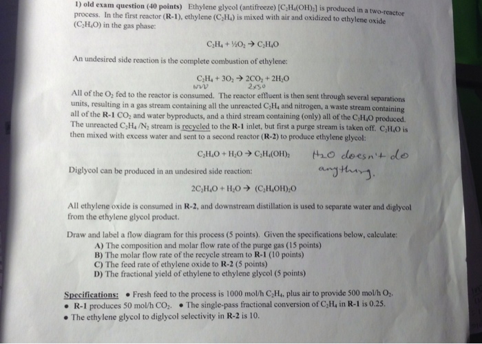 Ethylene glycol antifreeze C2H4 OH 2 is produced Chegg