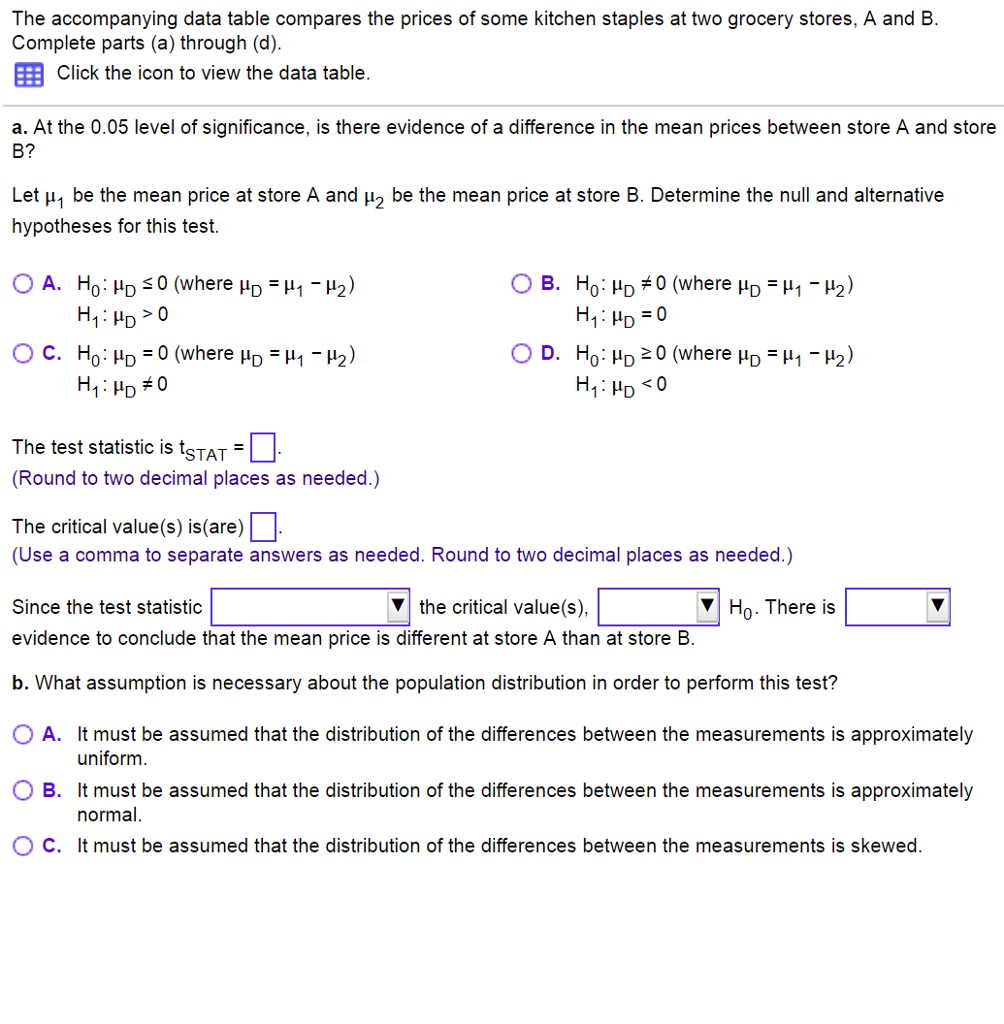 Solved Store B Store A 2.17 2.37 1.96 1.99 4.96 1.77 1.65 | Chegg.com