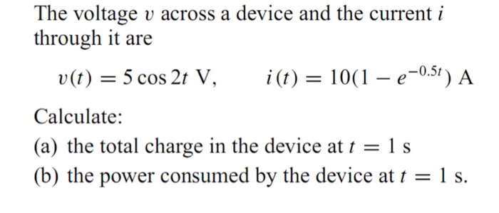 Solved The voltage nu across a device and the current i | Chegg.com