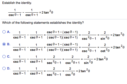 Solved Establish the identity. 2 tan