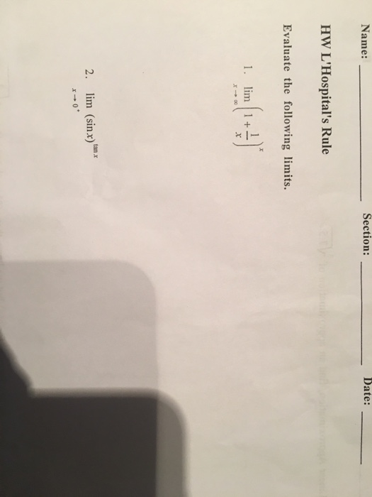 Solved Evaluate The Following Limits. Lim_x Rightarrow | Chegg.com