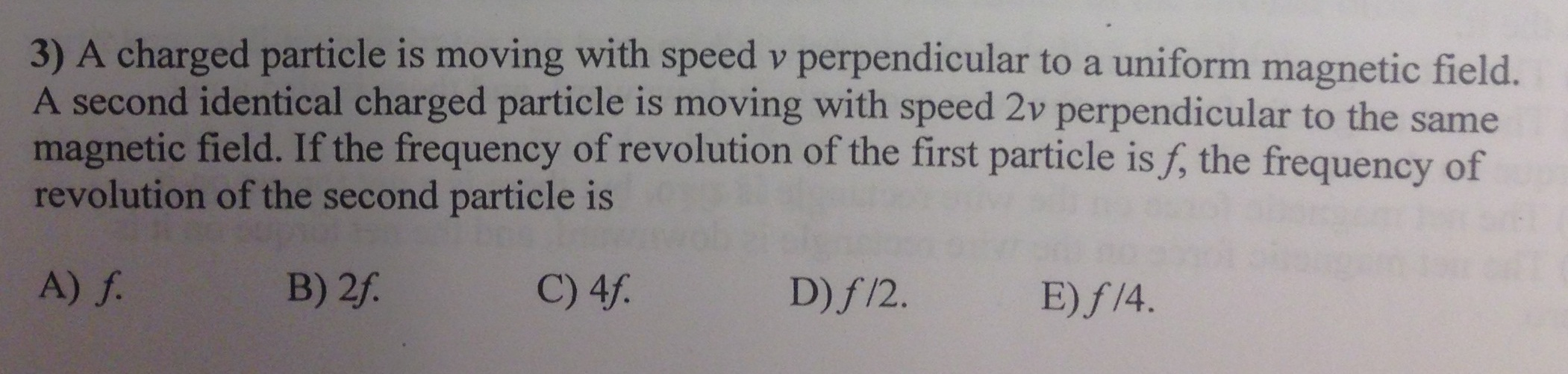 Solved A charged particle is moving with speed nu | Chegg.com