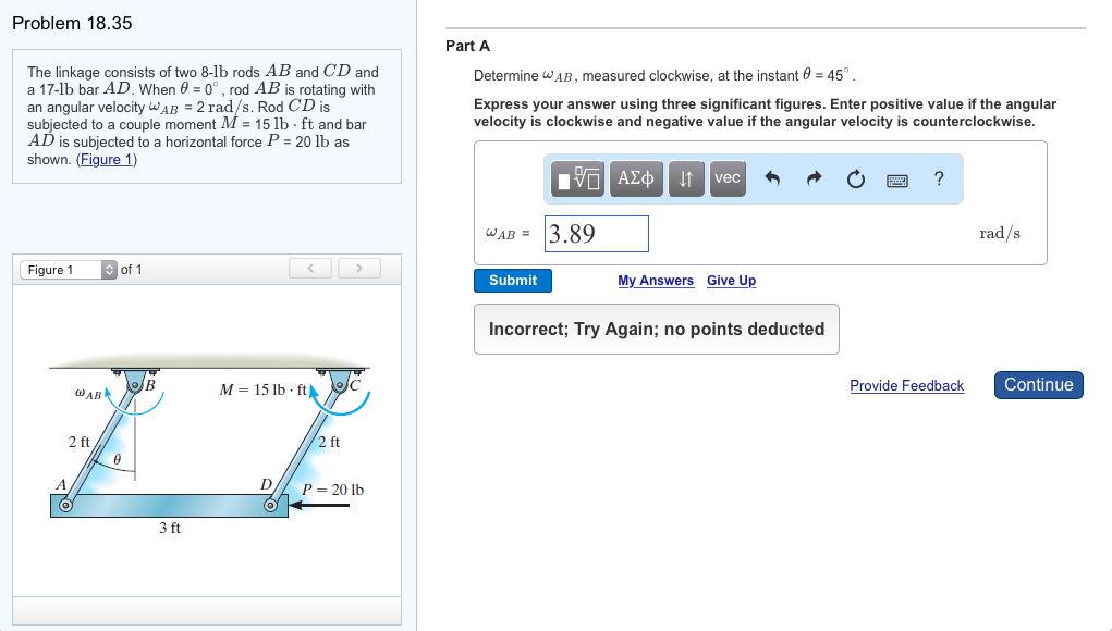 Solved Problem 18.35 The linkage consists of two 8-lb rods | Chegg.com