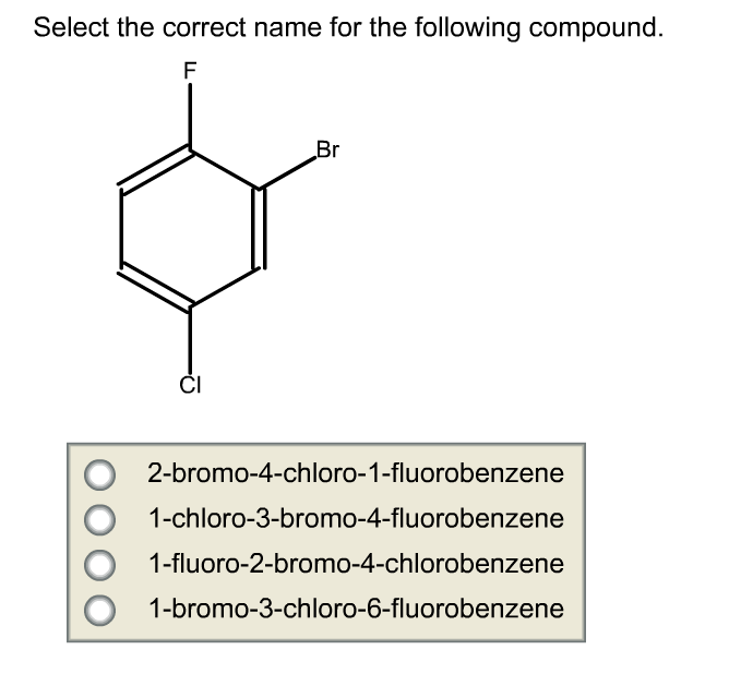 Solved Select the correct name for the following compound Br